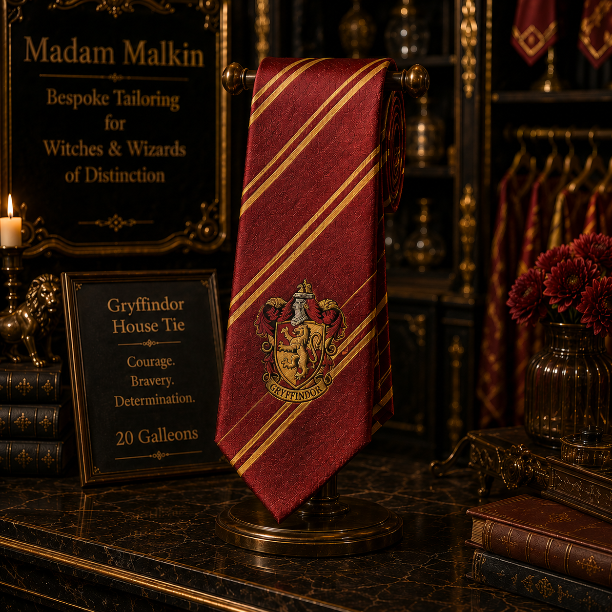 Krawat - Gryffindor "Odwaga, Męstwo, Determinacja"