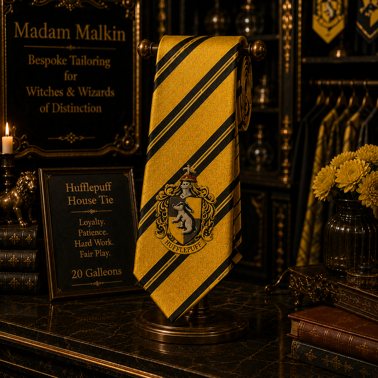 Krawat - Hufflepuff "Wierność, Cierpliwość, Sprawiedliwość"