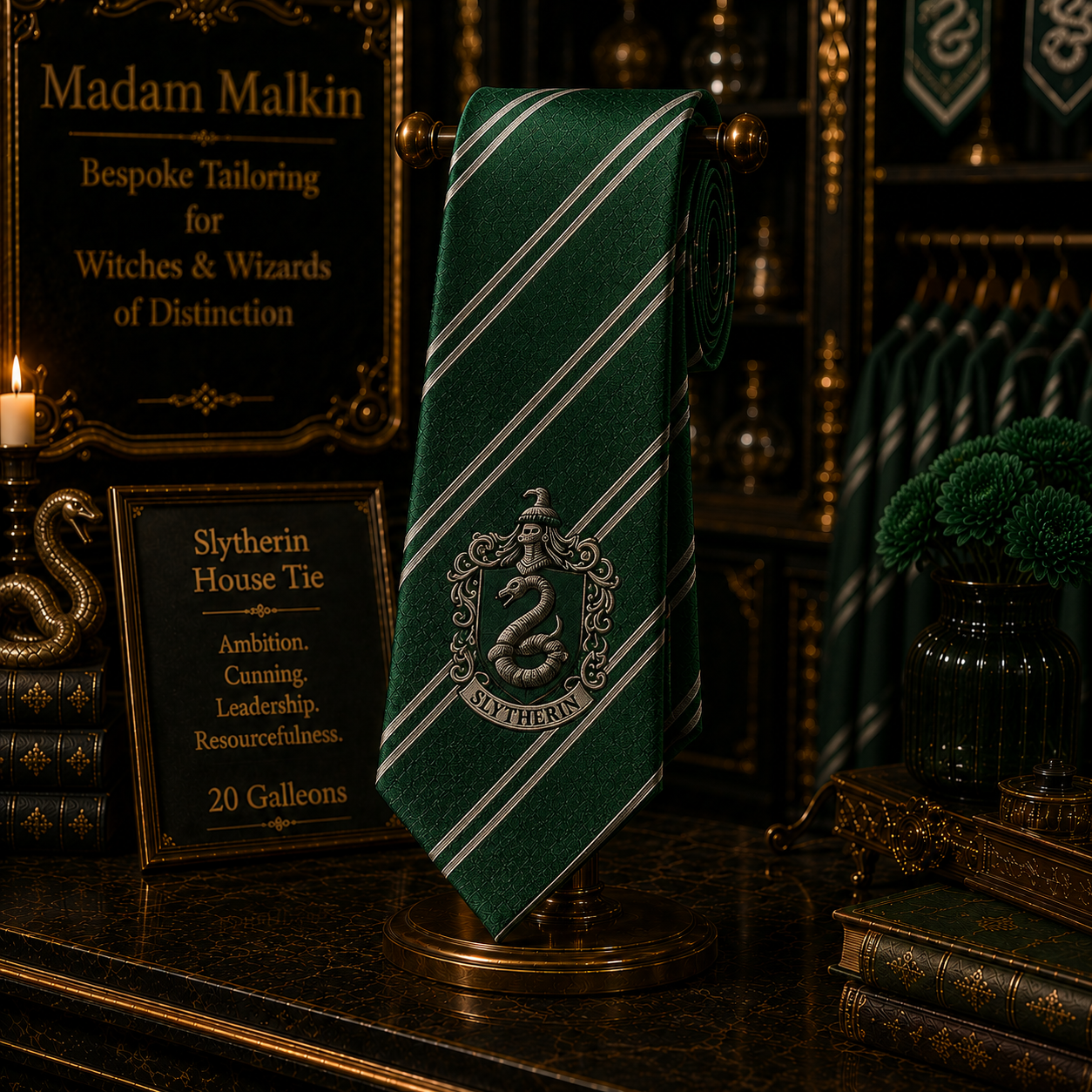 Krawat - Slytherin "Ambicja, Spryt, Braterstwo"